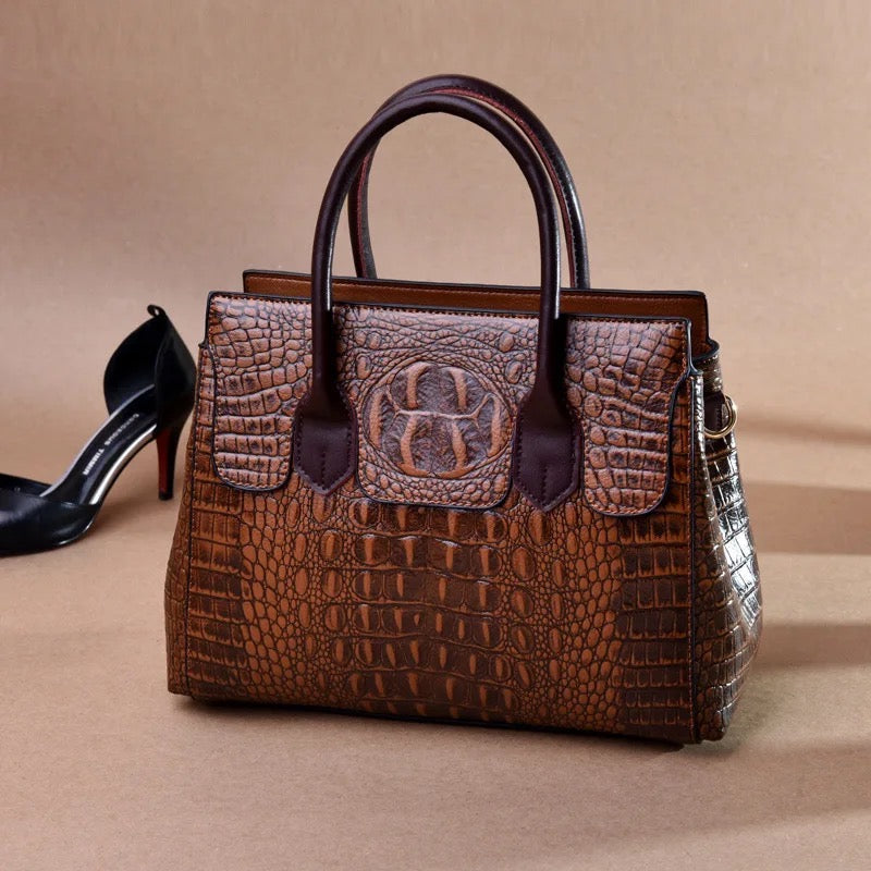 Hingare Crocodile Pattern Genuine Leather Luxury Women Handbags Bag