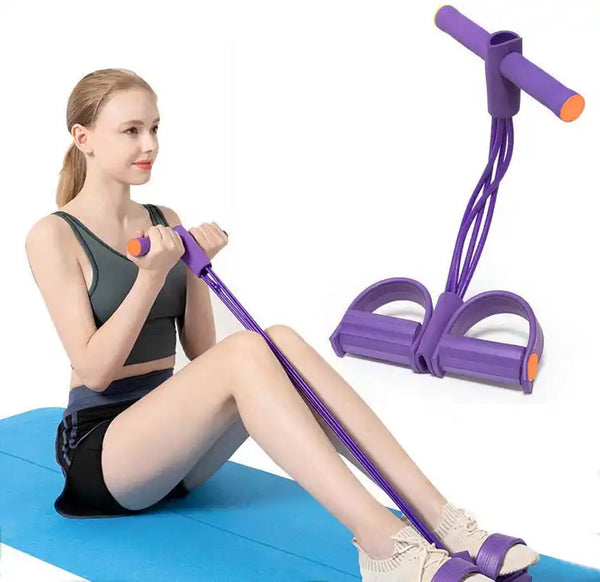 4 Tube Resistance Bands Sit-Up Pull Rope Reducer Sport Workout Fitness Equipment