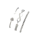Women Metal Heart Cross Charm Bracelet Set 3pcs Bangle Bracelet Set Gift