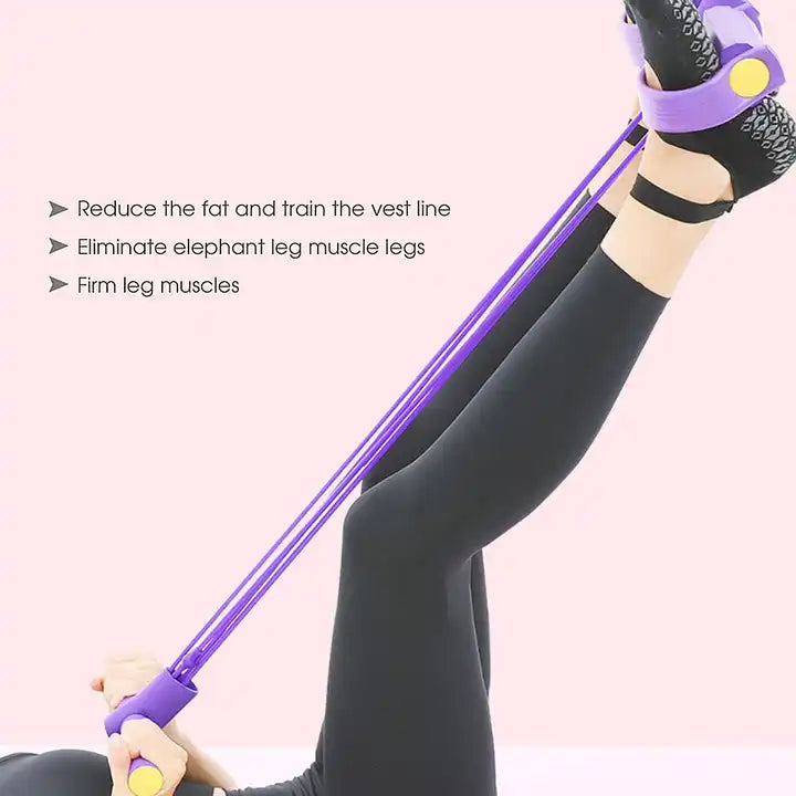 4 Tube Resistance Bands Sit-Up Pull Rope Reducer Sport Workout Fitness Equipment