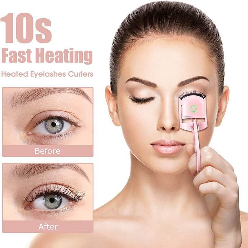 USB Electric Quick Heated Eyelash Heating Curling Clip Long Lasting Portable Eyelash Curler Tools