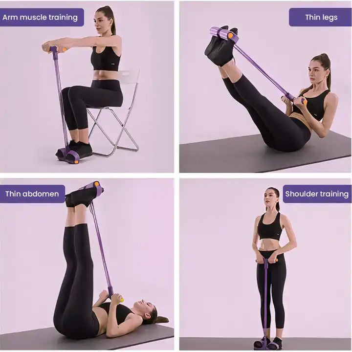 4 Tube Resistance Bands Sit-Up Pull Rope Reducer Sport Workout Fitness Equipment
