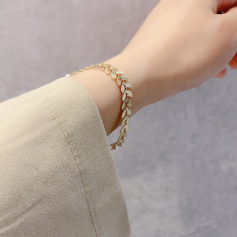 Trendy Gold Plated Necklace Earrings Bracelet Jewelry Set