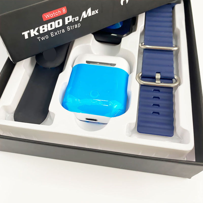 TK800 Pro Max Smart Watch 2 Straps With Earbuds Full Touch Fitness Tracker Combo Airpods and Smartwatch Series 8 Ultra. GsmartBD Best Online Shop