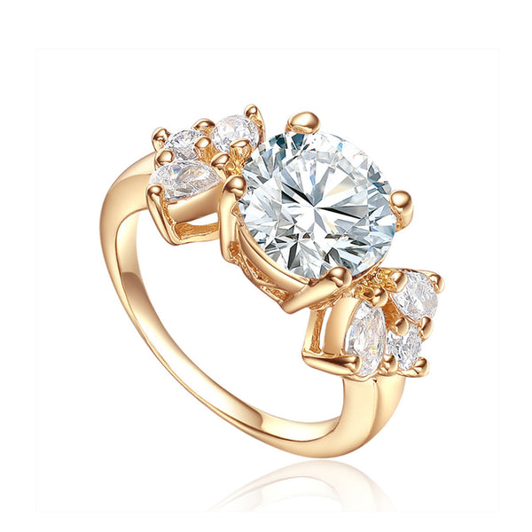 18k gold plated jewelry brass crystal women finger ring