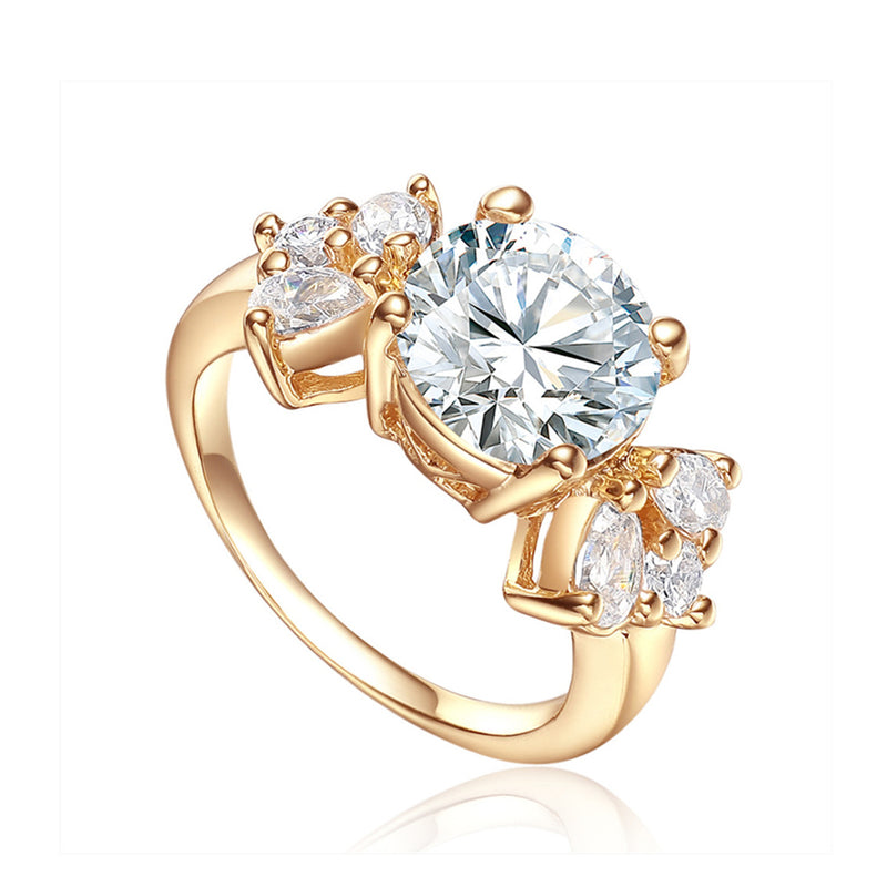 18k gold plated jewelry brass crystal women finger ring