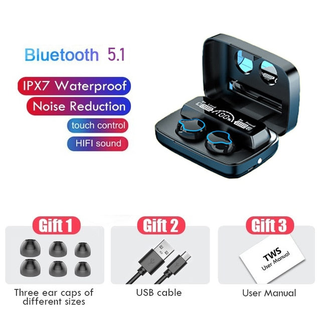 BKM M9 TWS HD Mirror Wireless Headset TWS 2000mAh Touch Sports Waterproof Comfortable Wireless Earbuds. Gsmartbd Best Online Shop