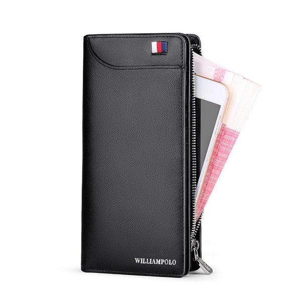 WILLIAMPOLO Men Wallets Genuine Cow Leather Long Clutch Zipper Wallets. GsmartBD Best Online Shop
